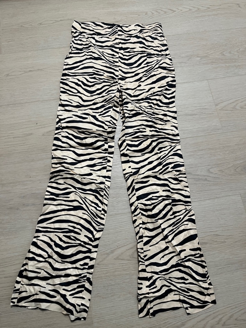 Zara Black & Cream Zebra-Print Trousers